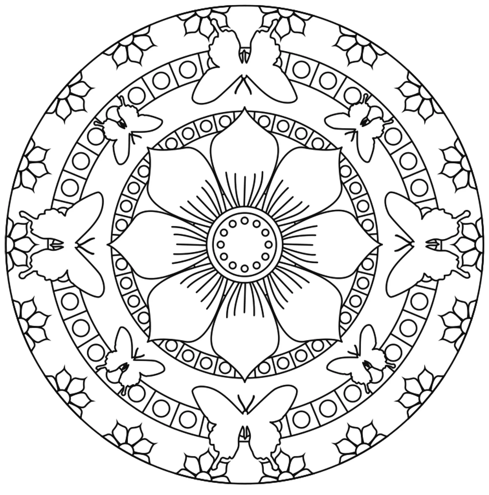 Mandala de borboleta fácil (Mandalas temáticas : Animais)