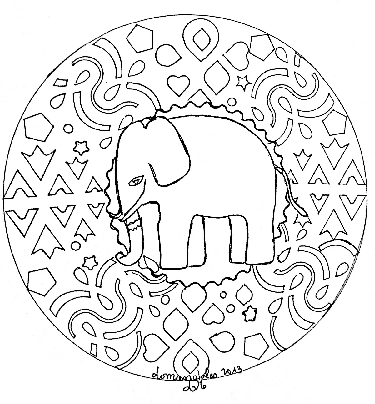 Mandala elefante (Mandalas temáticas : Animais)