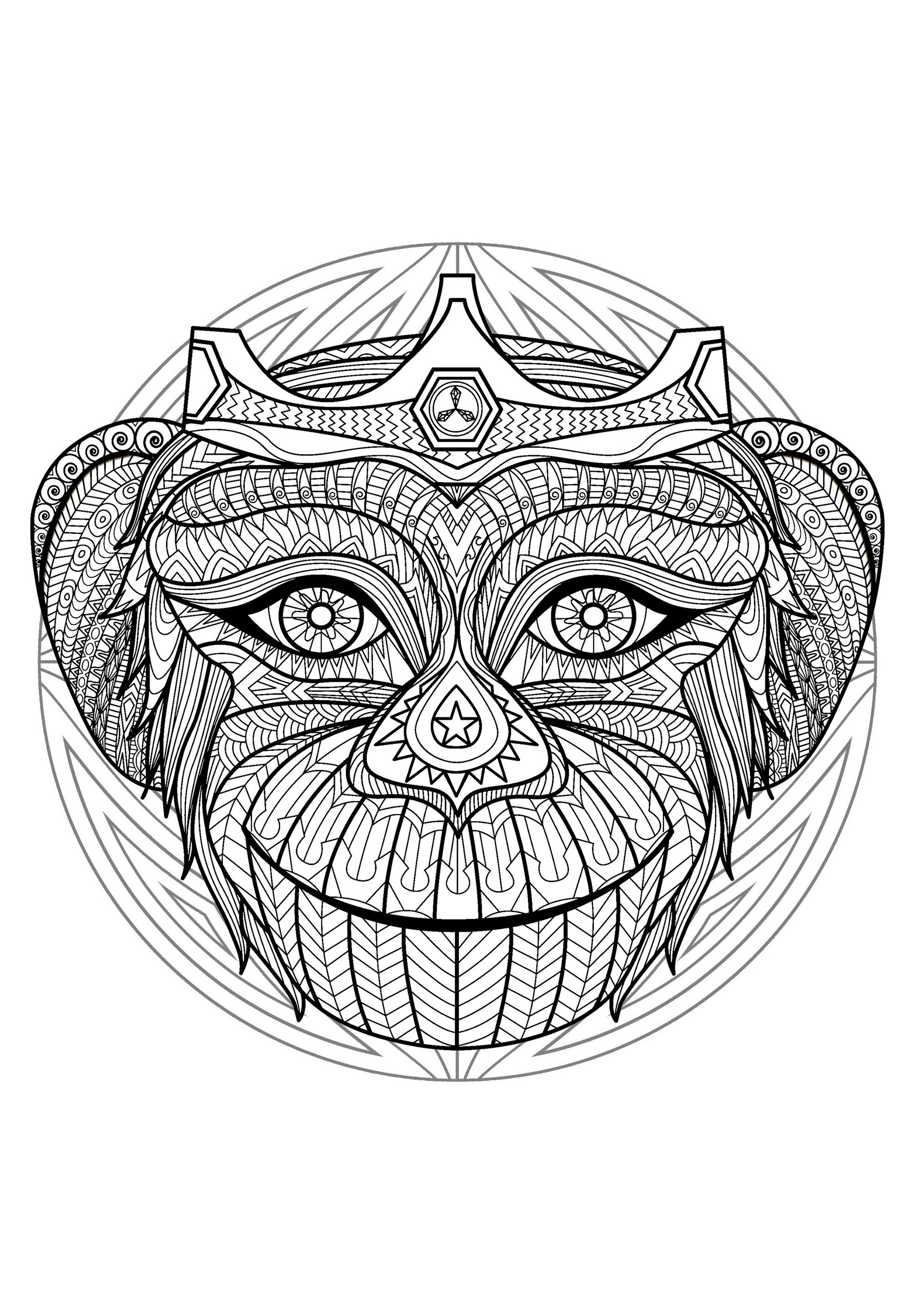 Mandala cabeça de macaco - 2 (Mandalas temáticas : Animais) Mandala cabeça de macaco - 2 (Mandalas temáticas : Animais)