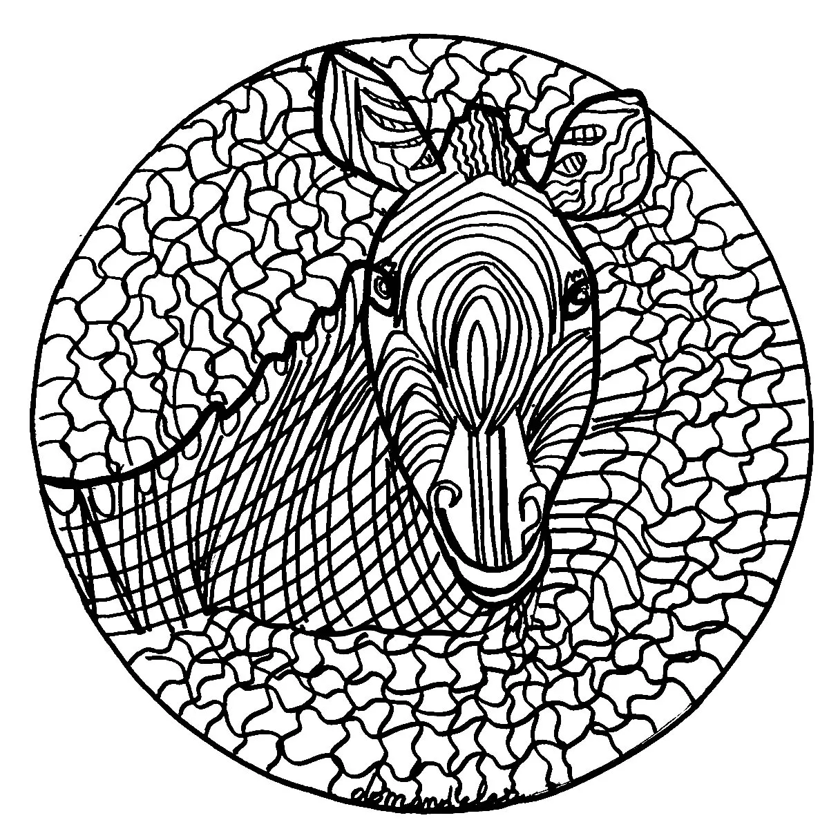 Mandala de zebra normal (Mandalas temáticas : Animais)