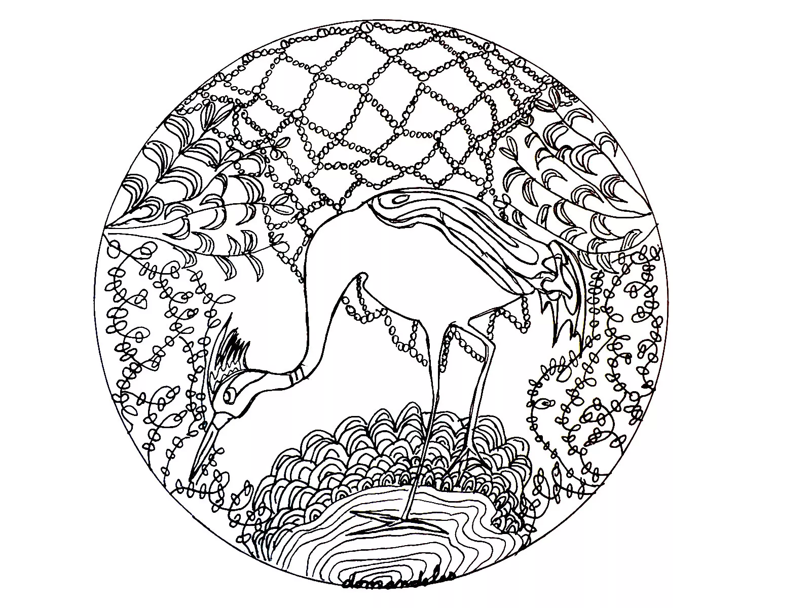Mandala simples da garça (Mandalas temáticas : Animais)