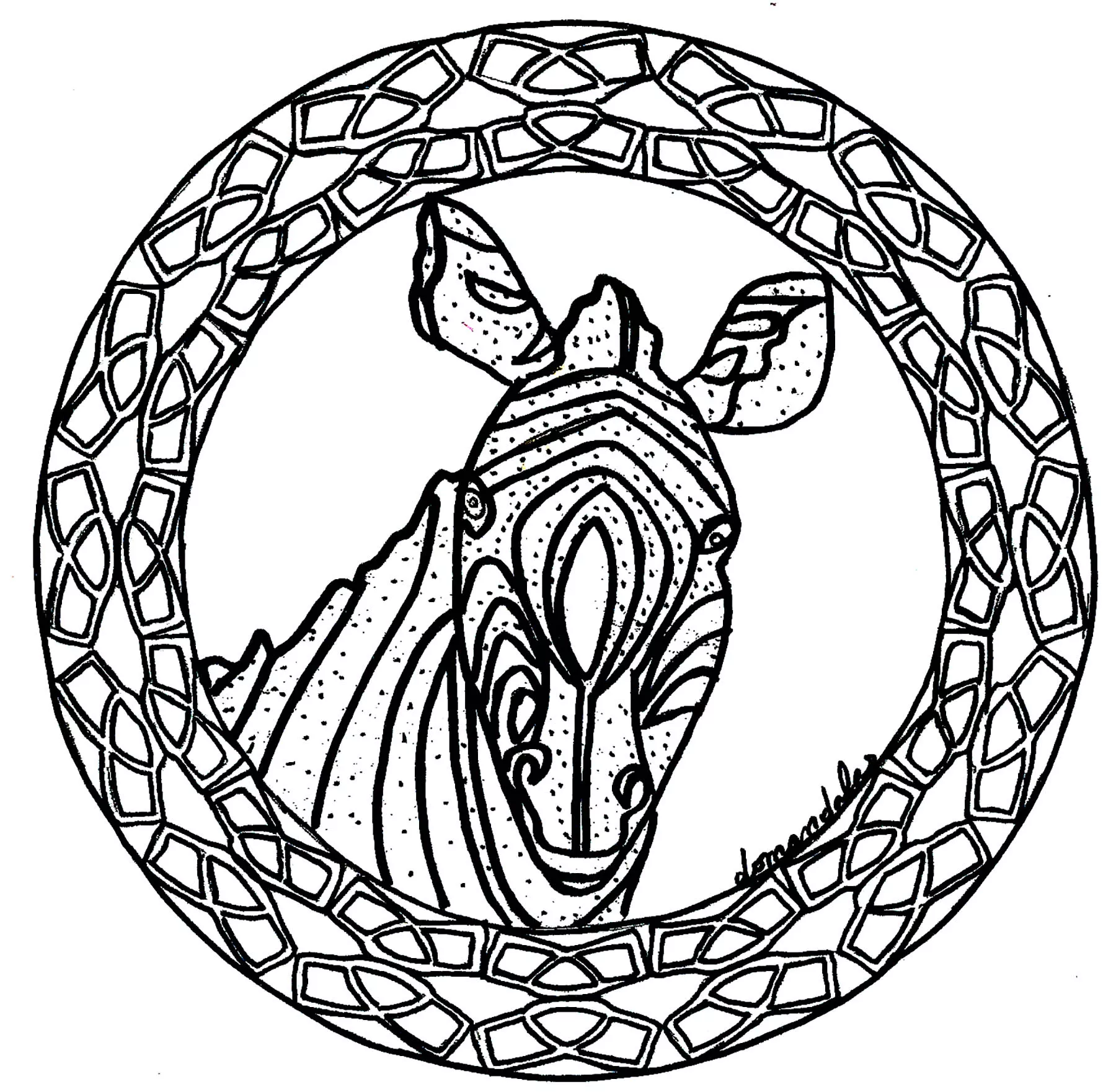 Mandala de zebra simples (Mandalas temáticas : Animais)