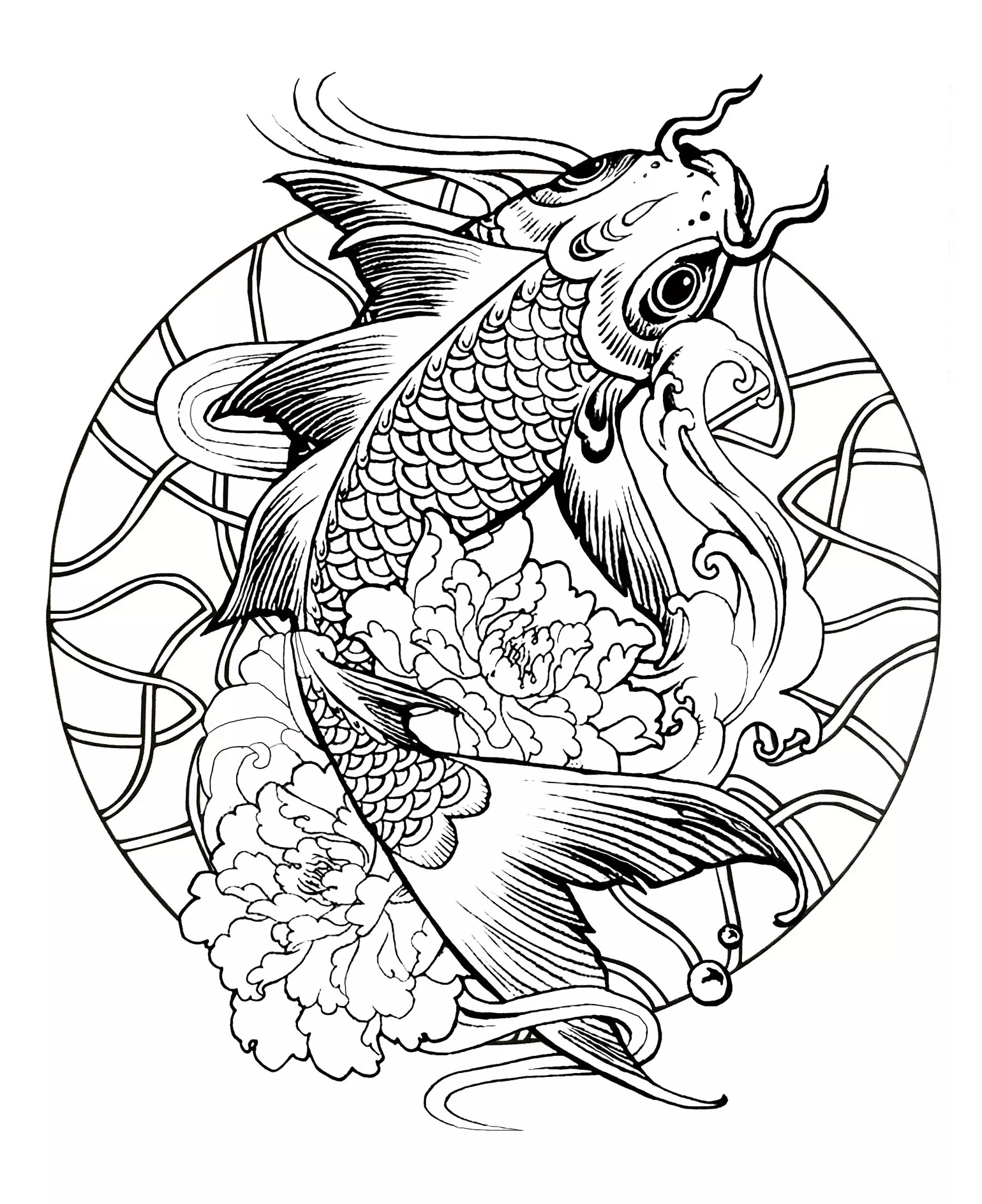 Mandala da carpa nadadora (Mandalas temáticas : Animais)