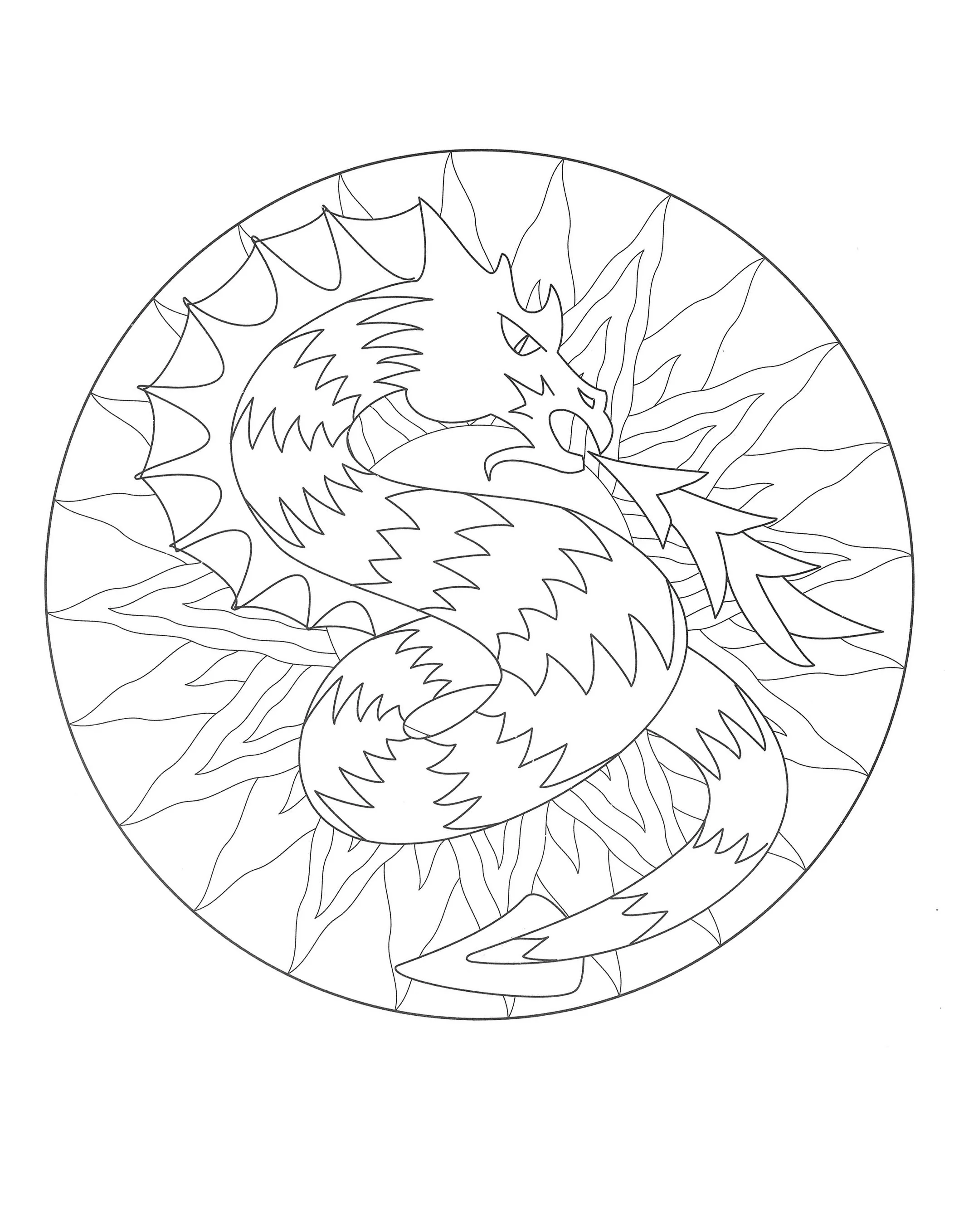 Mandala dragão - 3 (Mandalas temáticas : Animais)