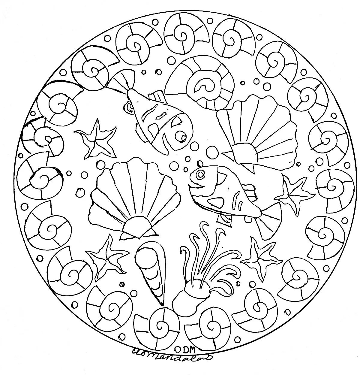 Mandala mariscos e crustáceos (Mandalas temáticas : Animais)
