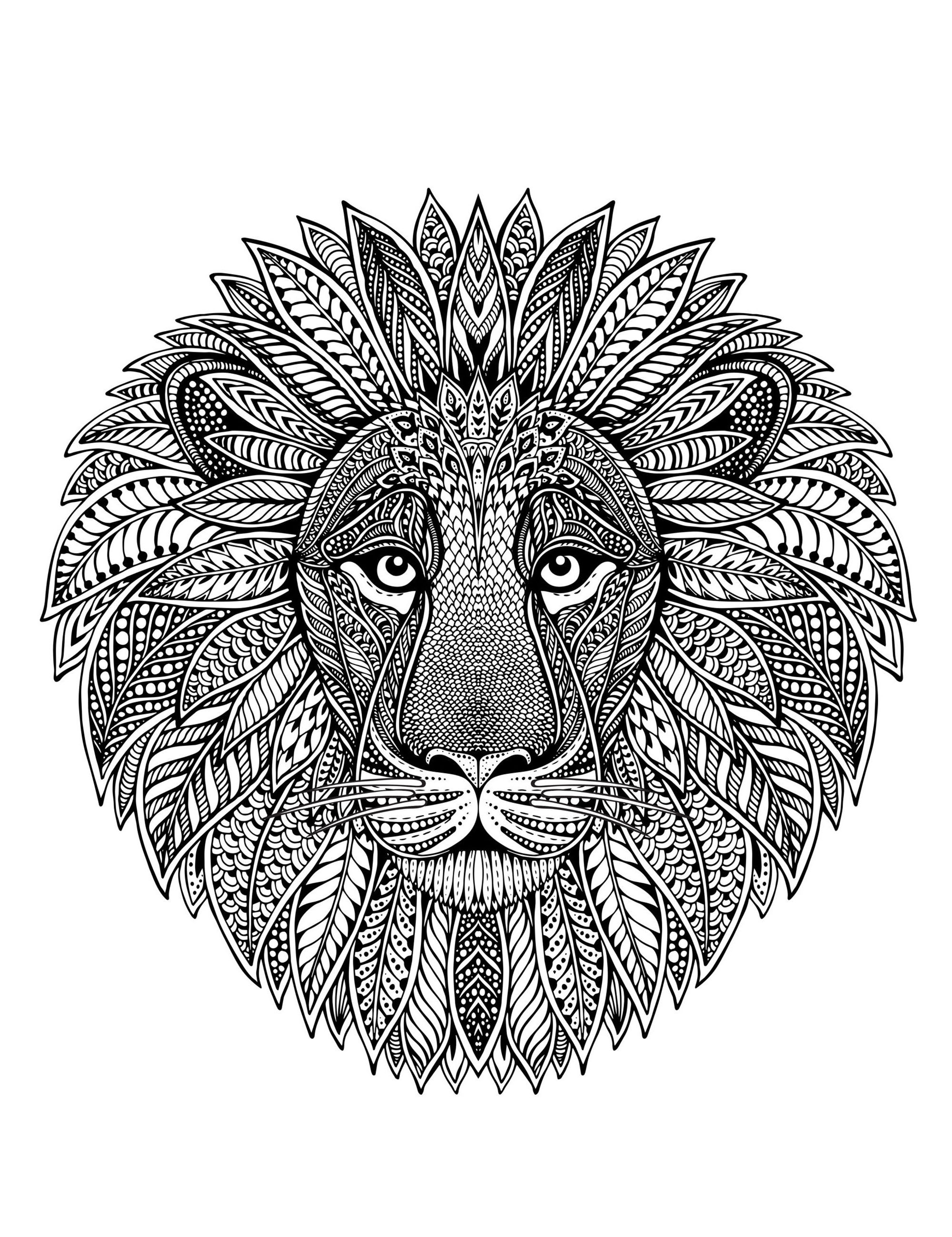 Mandala de cabeça de leão (Mandalas temáticas : Animais) Mandala de cabeça de leão (Mandalas temáticas : Animais)