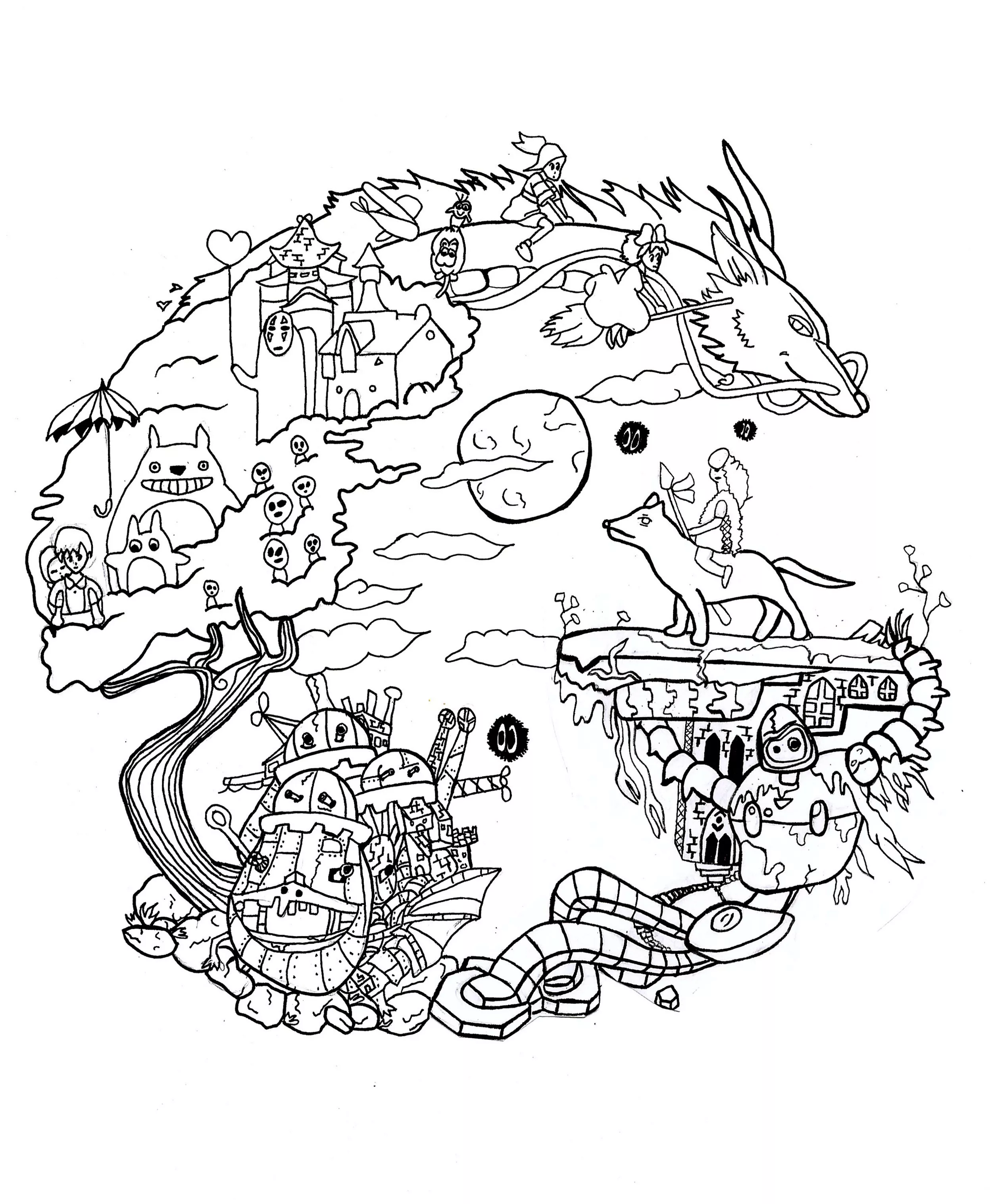 Mandala dragão, lobo e criaturas (Mandalas temáticas : Animais)