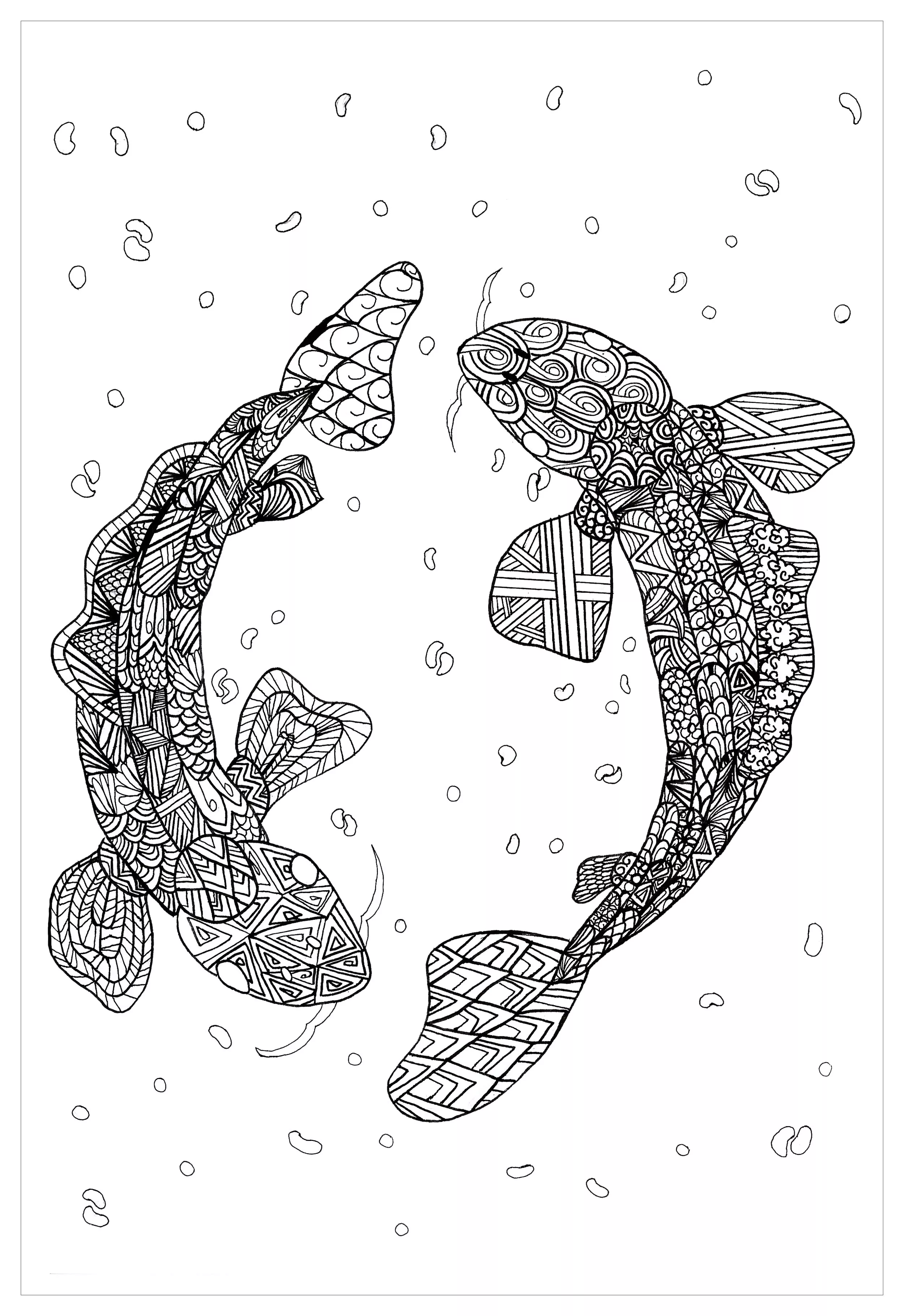 Mandala carpes simples (Mandalas temáticas : Animais)