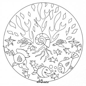 Mandala fácil do fundo do mar (Mandalas temáticas : Animais)