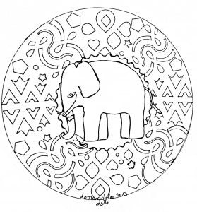 Mandala elefante (Mandalas temáticas : Animais)