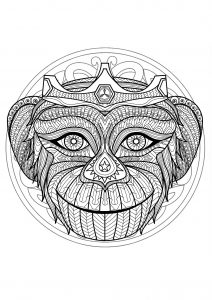 Mandala cabeça de macaco - 1 (Mandalas temáticas : Animais)