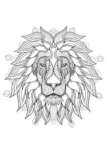 Mandala de cabeça de leão - 2 (Mandalas temáticas : Animais)