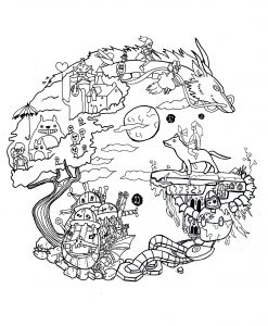 Mandala dragão, lobo e criaturas (Mandalas temáticas : Animais)