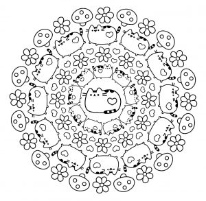 Mandala chat et pusheen (Mandalas temáticas : Animais)