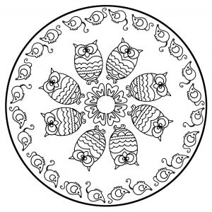 Mandala para colorir de coruja (Mandalas temáticas : Animais)