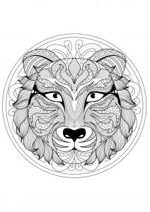 Mandala de cabeça de tigre - 1 (Mandalas temáticas : Animais)