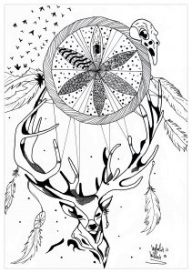 Mandala de veado e apanhador de sonhos (Mandalas temáticas : Animais)