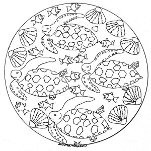 Mandala peixe e marisco (Mandalas temáticas : Animais)