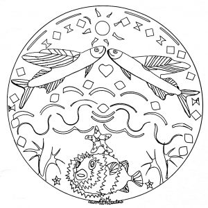 Mandala de peixes no fundo do mar (Mandalas temáticas : Animais)