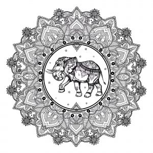 Mandala complexa de elefante (Mandalas temáticas : Animais)