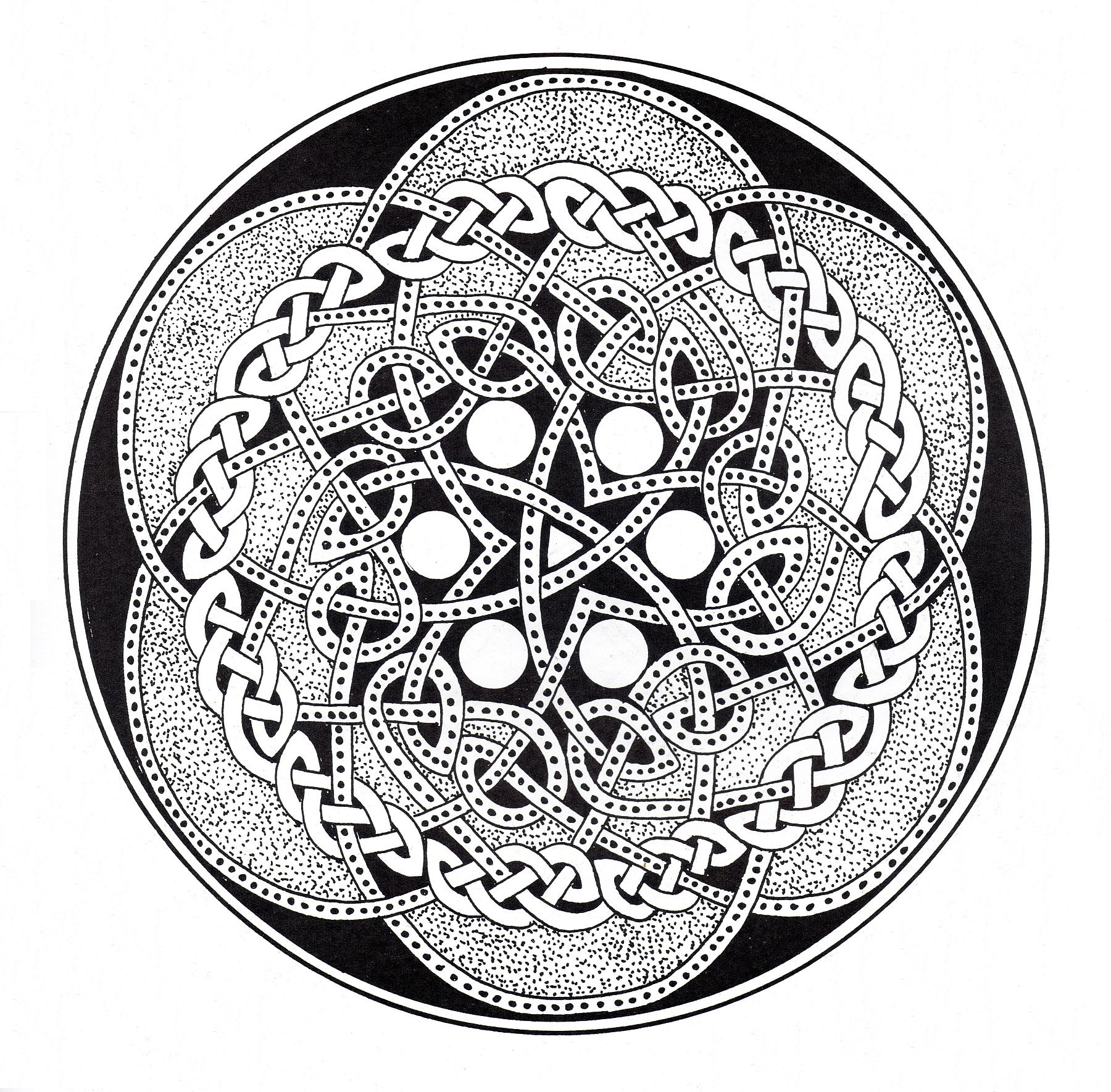 Se está pronto para passar uns longos minutos relaxantes, prepare-se para colorir esta Mandala Celta a preto e branco bastante complexa ... Se quiser, pode utilizar muitas cores.