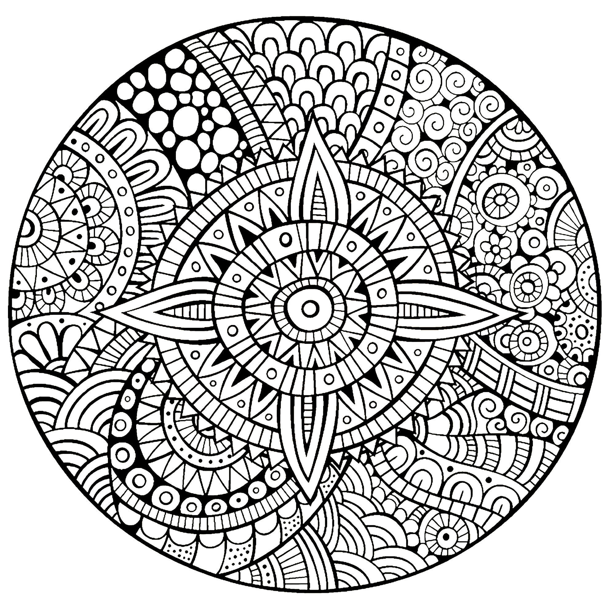 Mandala estrela linhas grossas (Mandalas de Nível de Dificuldade : Difícil)