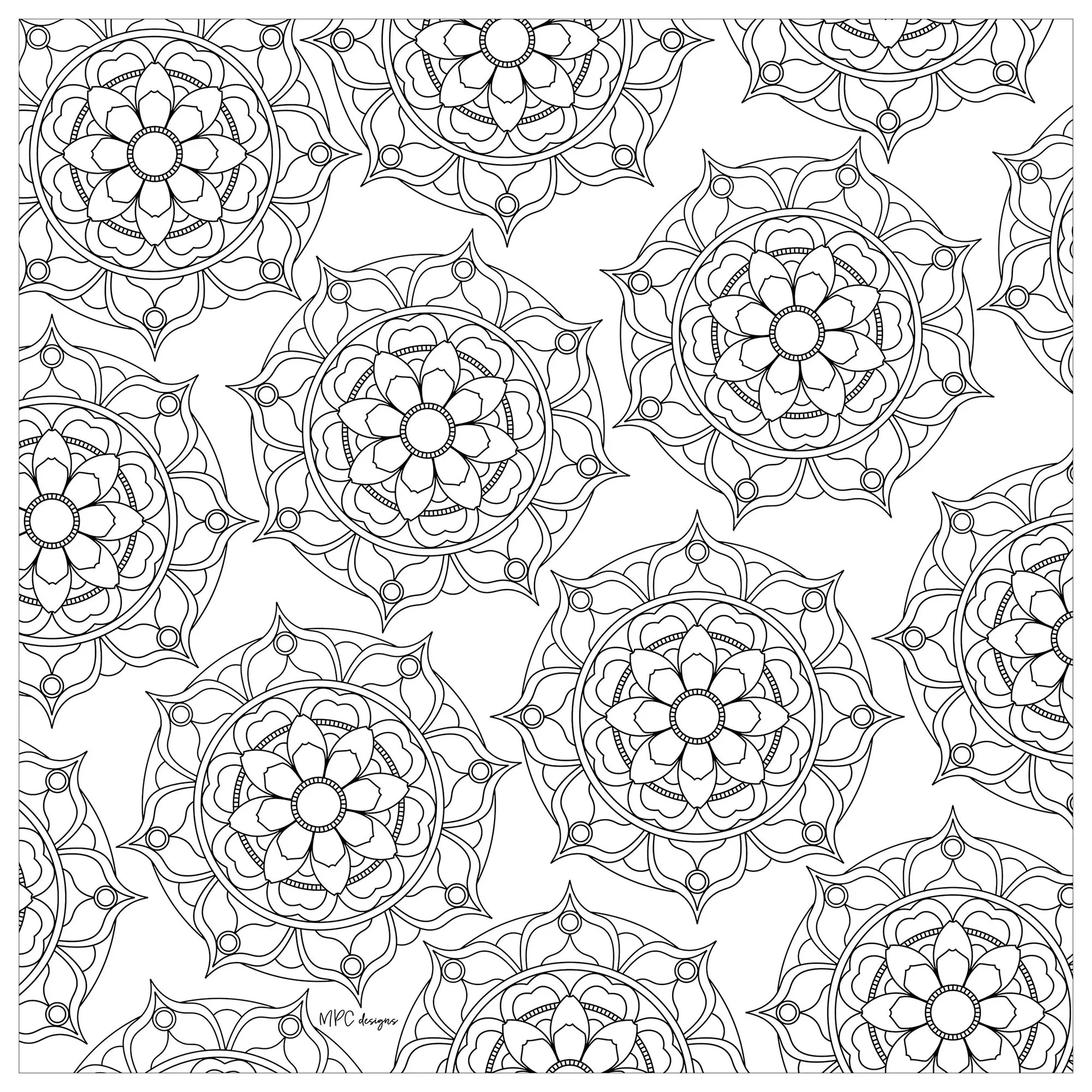 Mandala em zona quadrada (Mandalas de Nível de Dificuldade : Difícil)