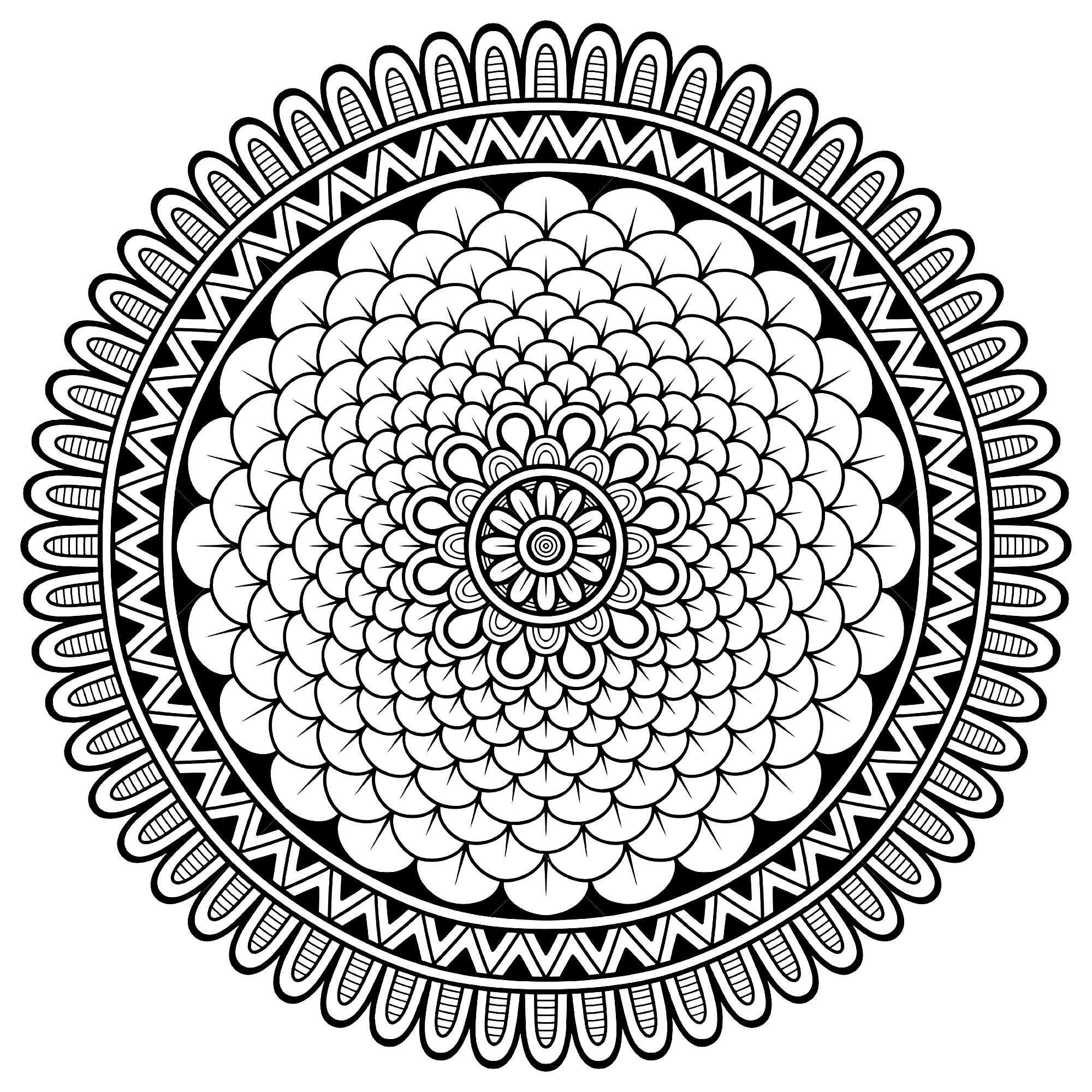 Mandala de pétalas pequenas (Mandalas de Nível de Dificuldade : Difícil)