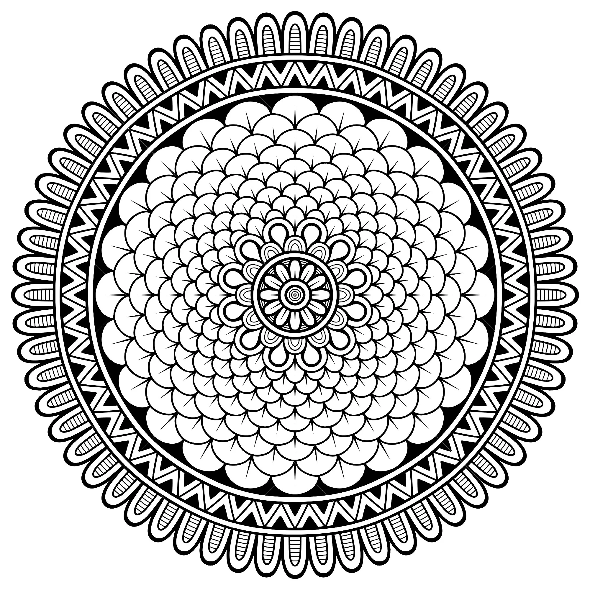 Mandala de pétalas pequenas (Mandalas de Nível de Dificuldade : Difícil)