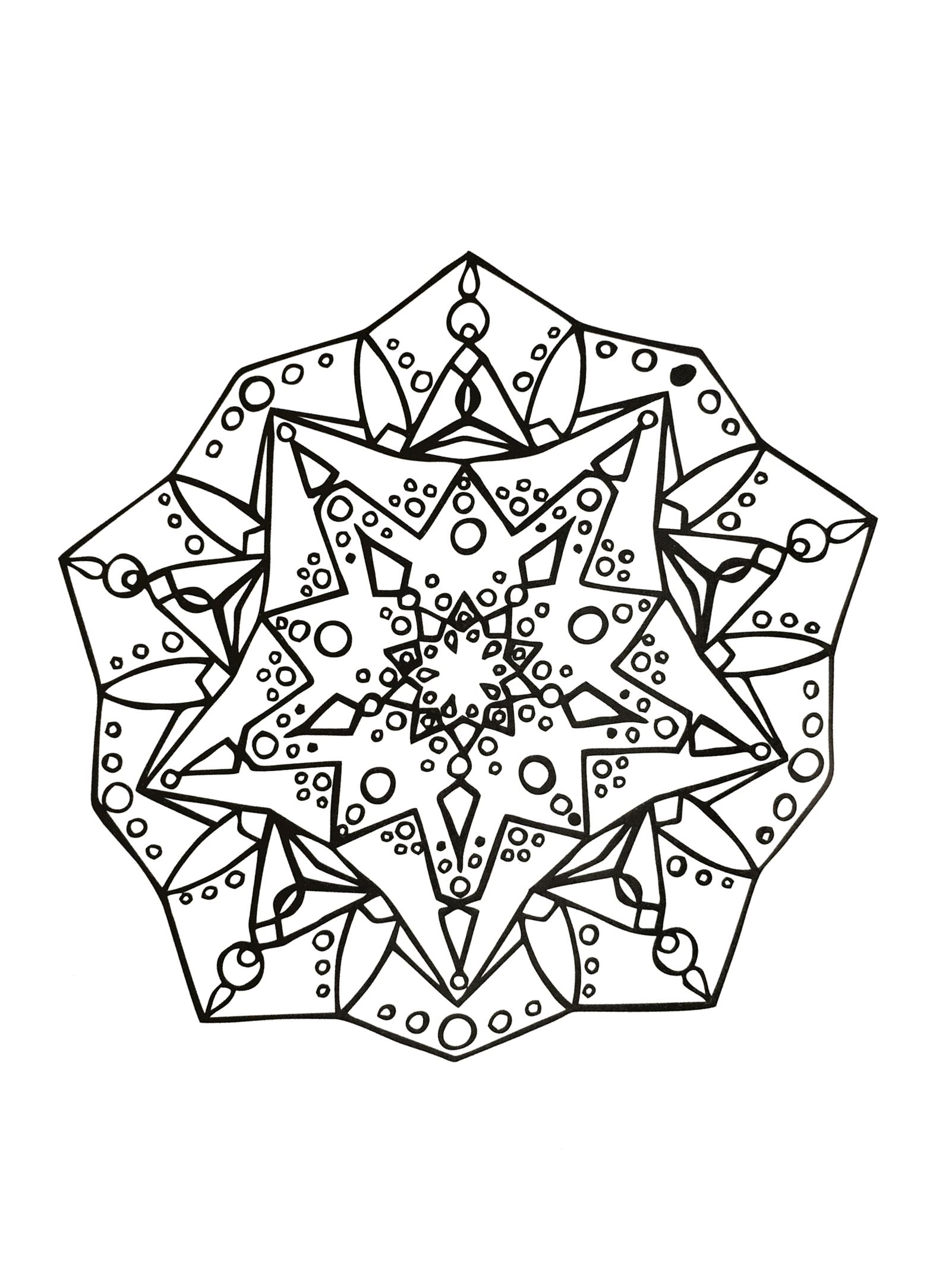 Mandala desenhada à mão (Mandalas de Nível de Dificuldade : Difícil)