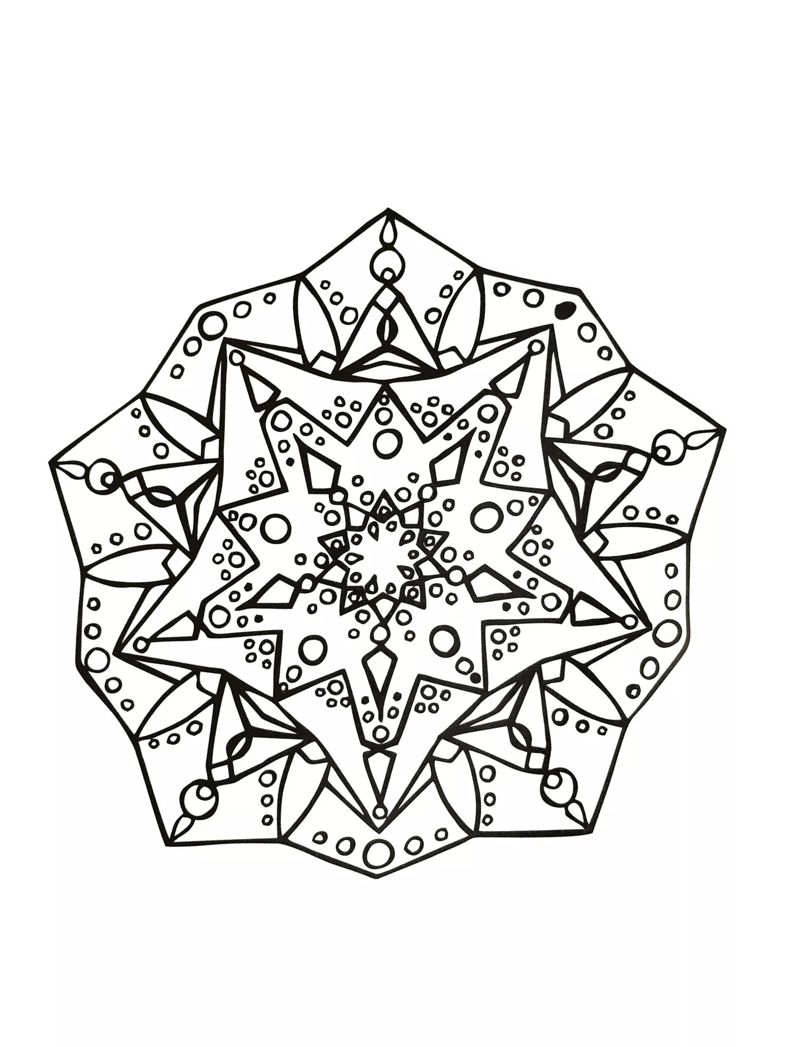 Mandala desenhada à mão (Mandalas de Nível de Dificuldade : Difícil)