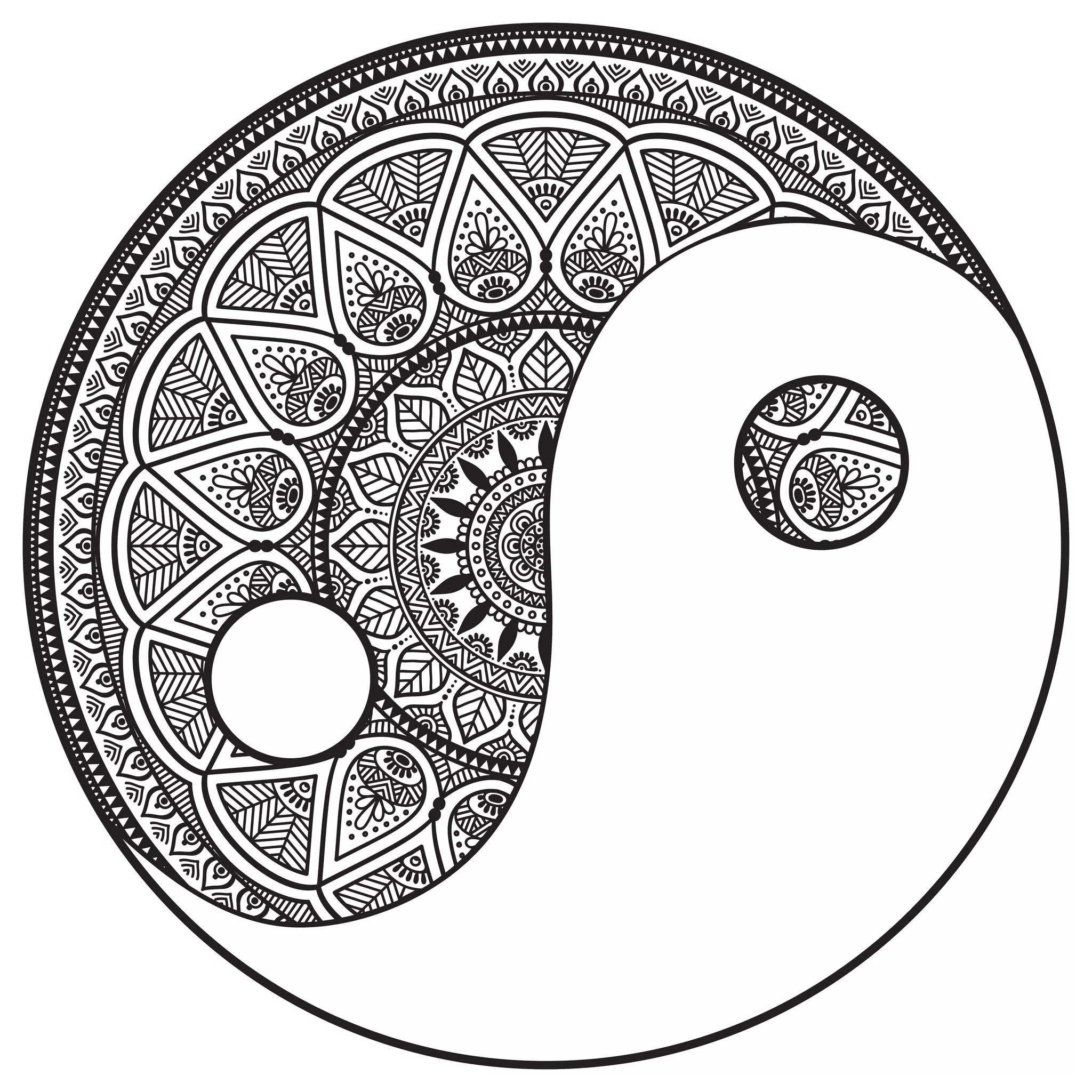 Mandala Yin & Yang (Mandalas de Nível de Dificuldade : Difícil)