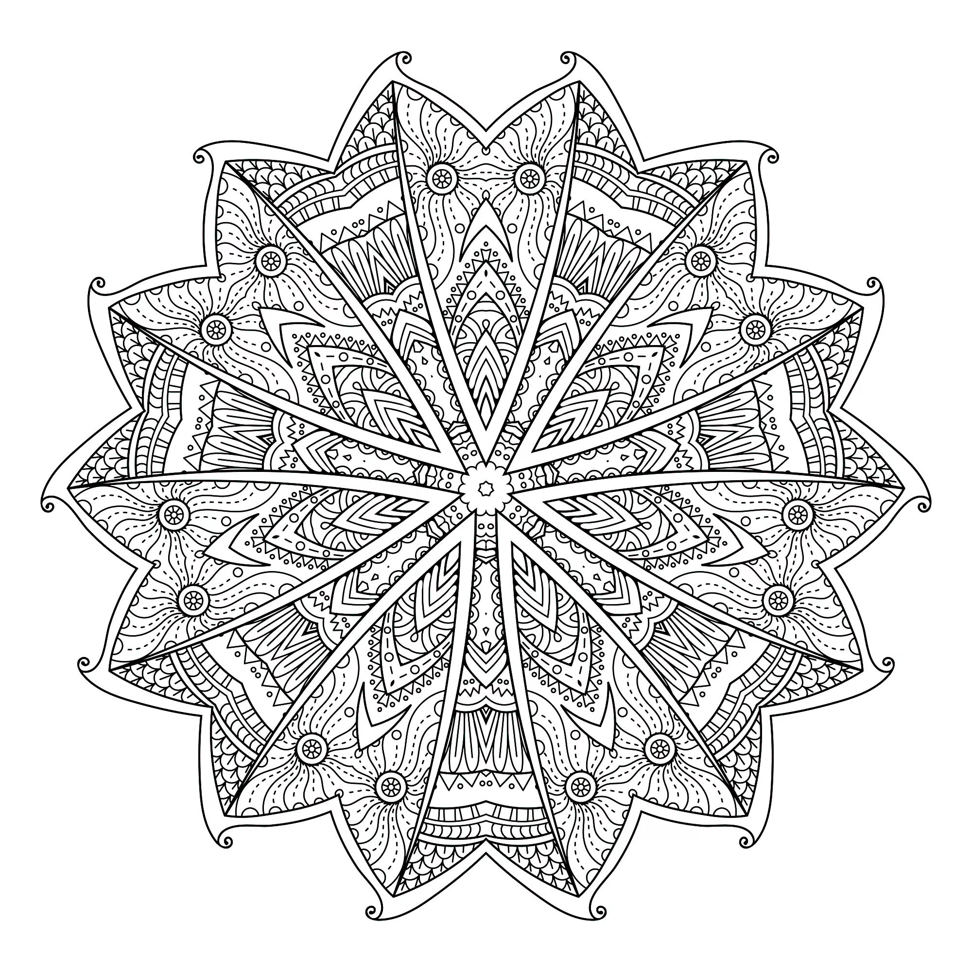 Mandala joli e floral (Mandalas de Nível de Dificuldade : Difícil)