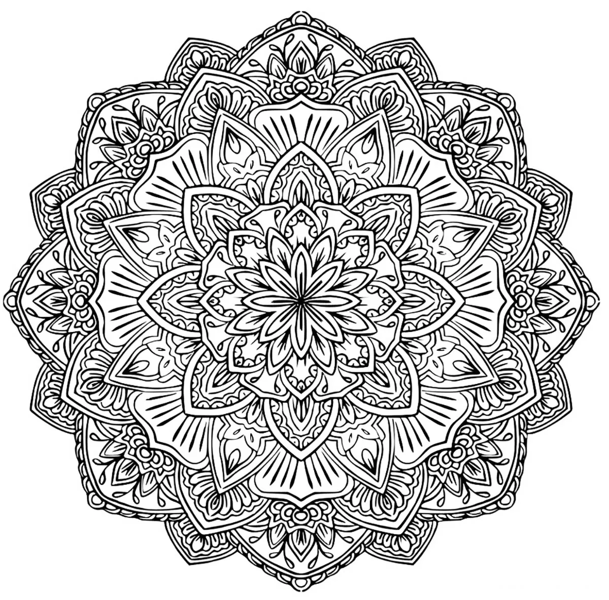 Mandala-para-colorir-flores-livres-difíceis (Mandalas de Nível de Dificuldade : Difícil)