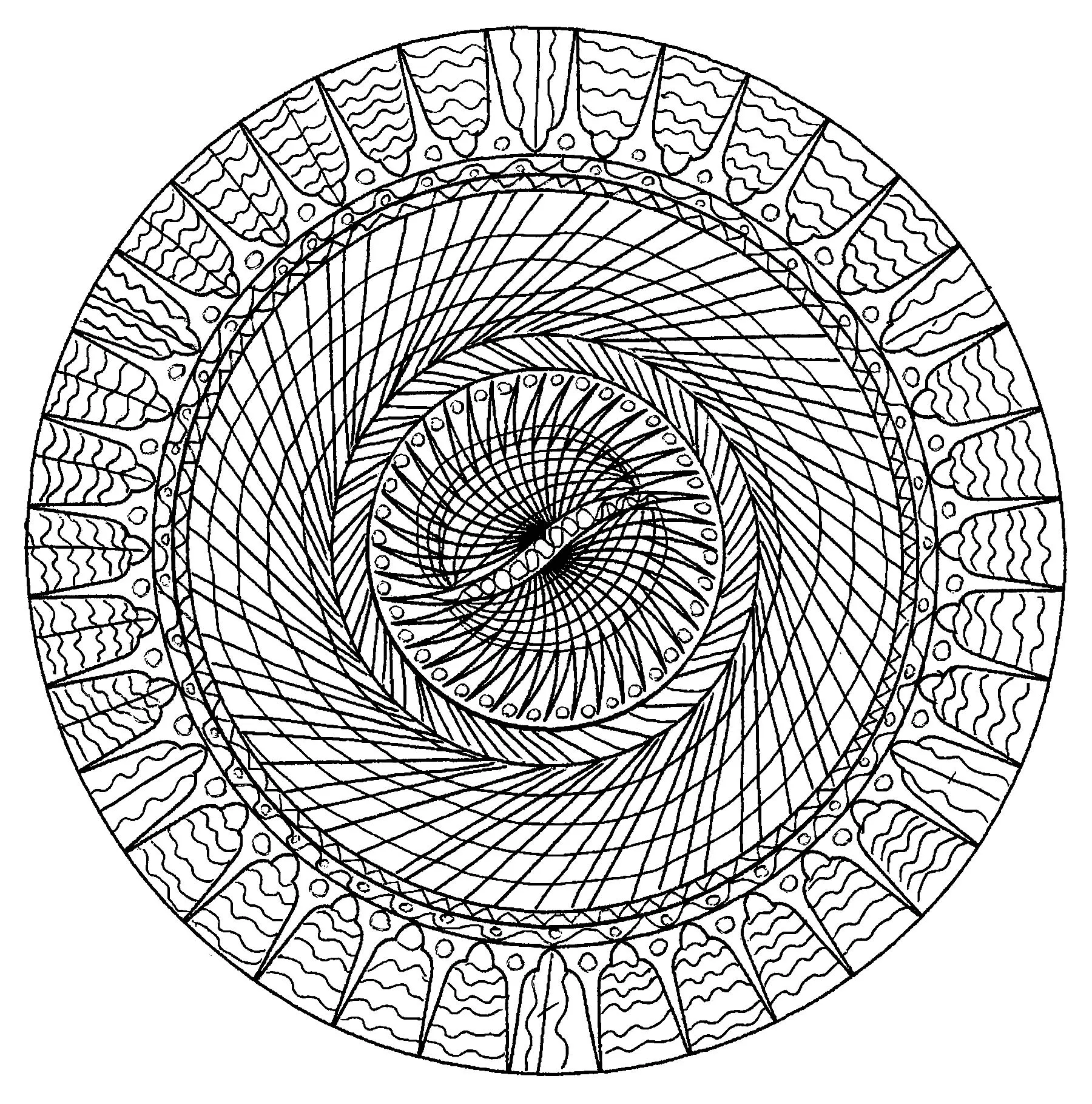 Mandala abstrata e complexa (Mandalas de Nível de Dificuldade : Difícil)