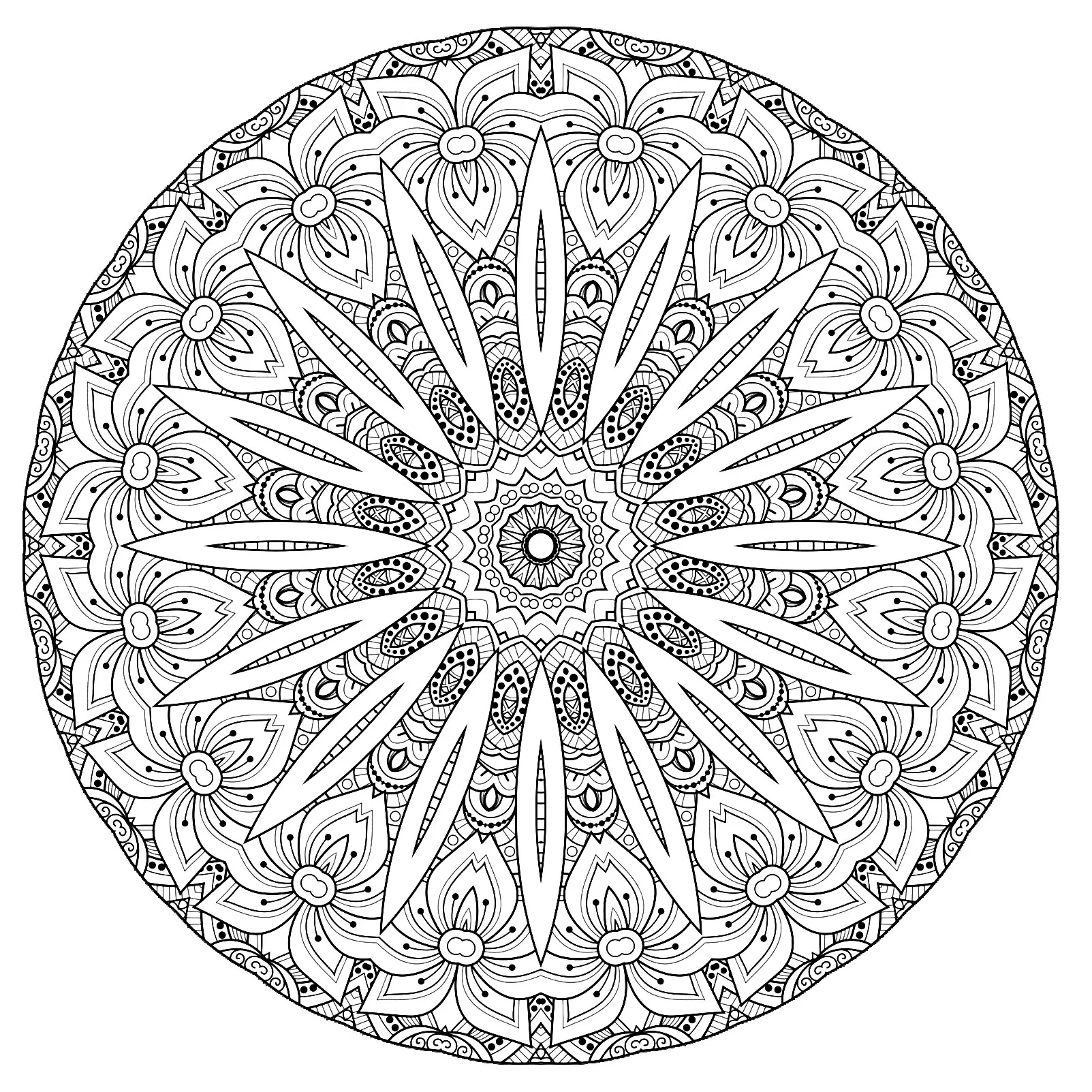 Magnífica mandala floral (Mandalas de Nível de Dificuldade : Difícil)