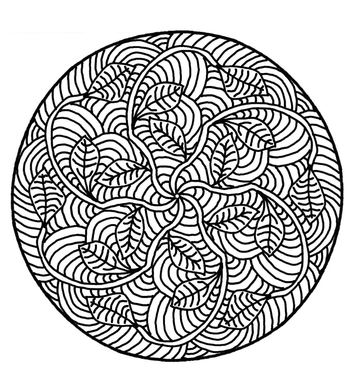 Mandala para colorir (Mandalas de Nível de Dificuldade : <b>Difícil</b>)