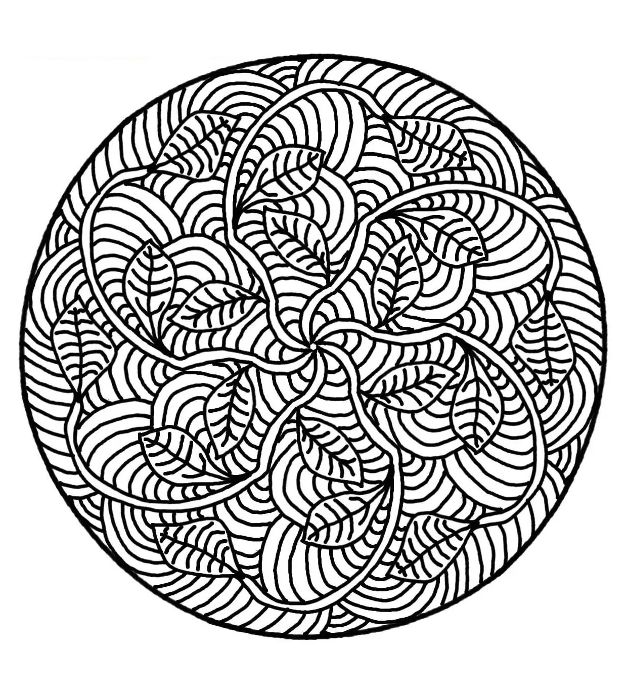 Mandala para colorir (Mandalas de Nível de Dificuldade : <b>Difícil</b>)
