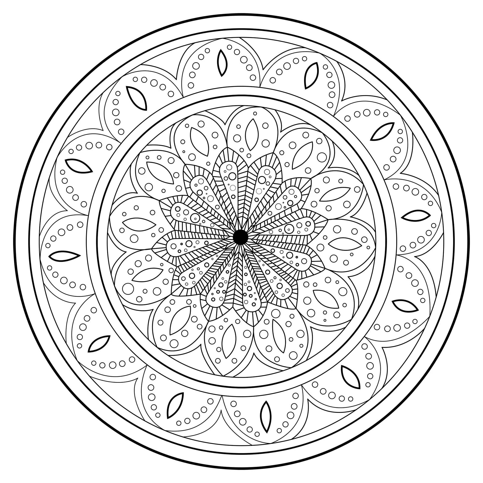 Uma mandala mágica e complexa (Mandalas de Nível de Dificuldade : Difícil)