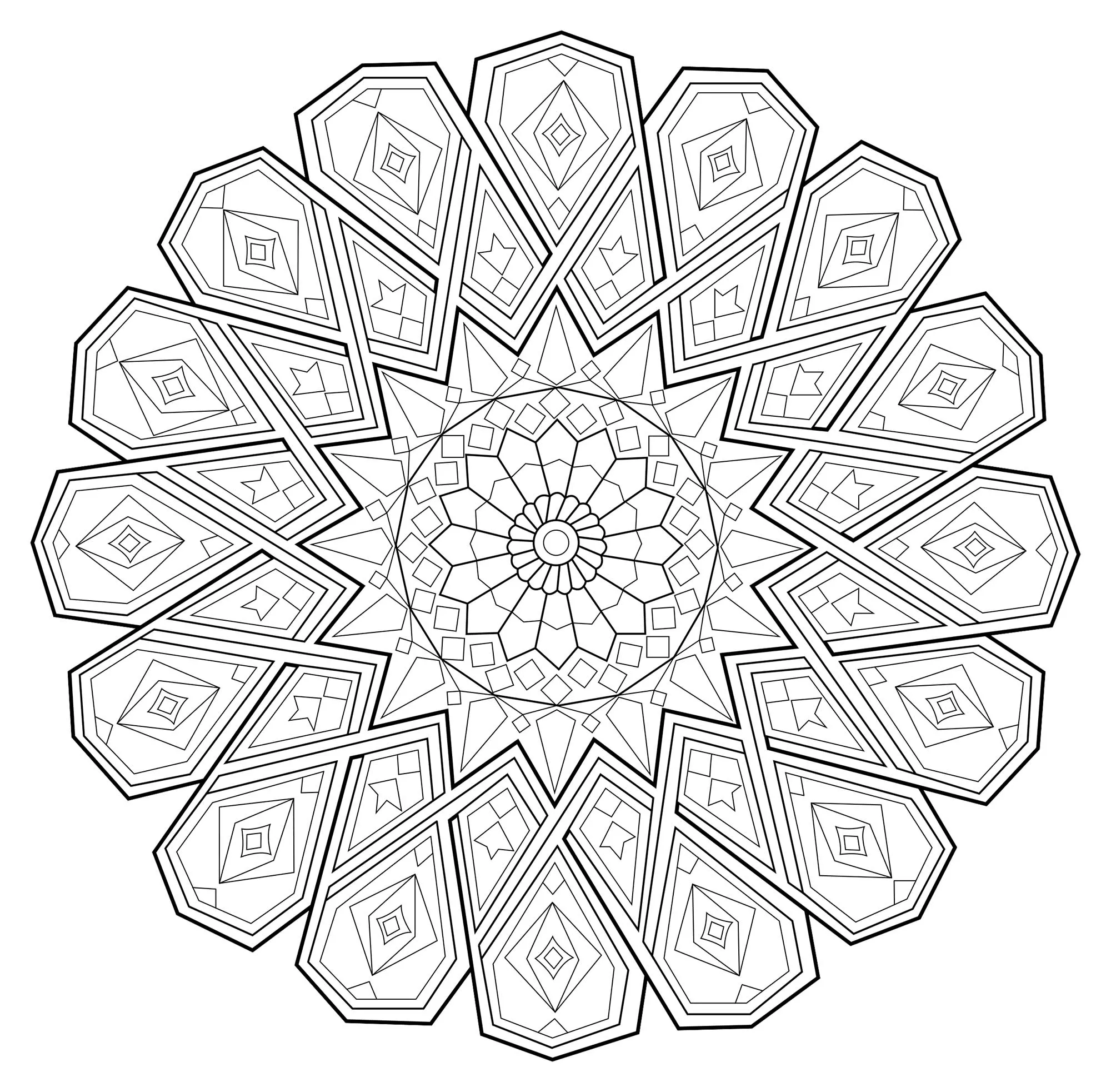 Mandala linhas finas (Mandalas de Nível de Dificuldade : Difícil)