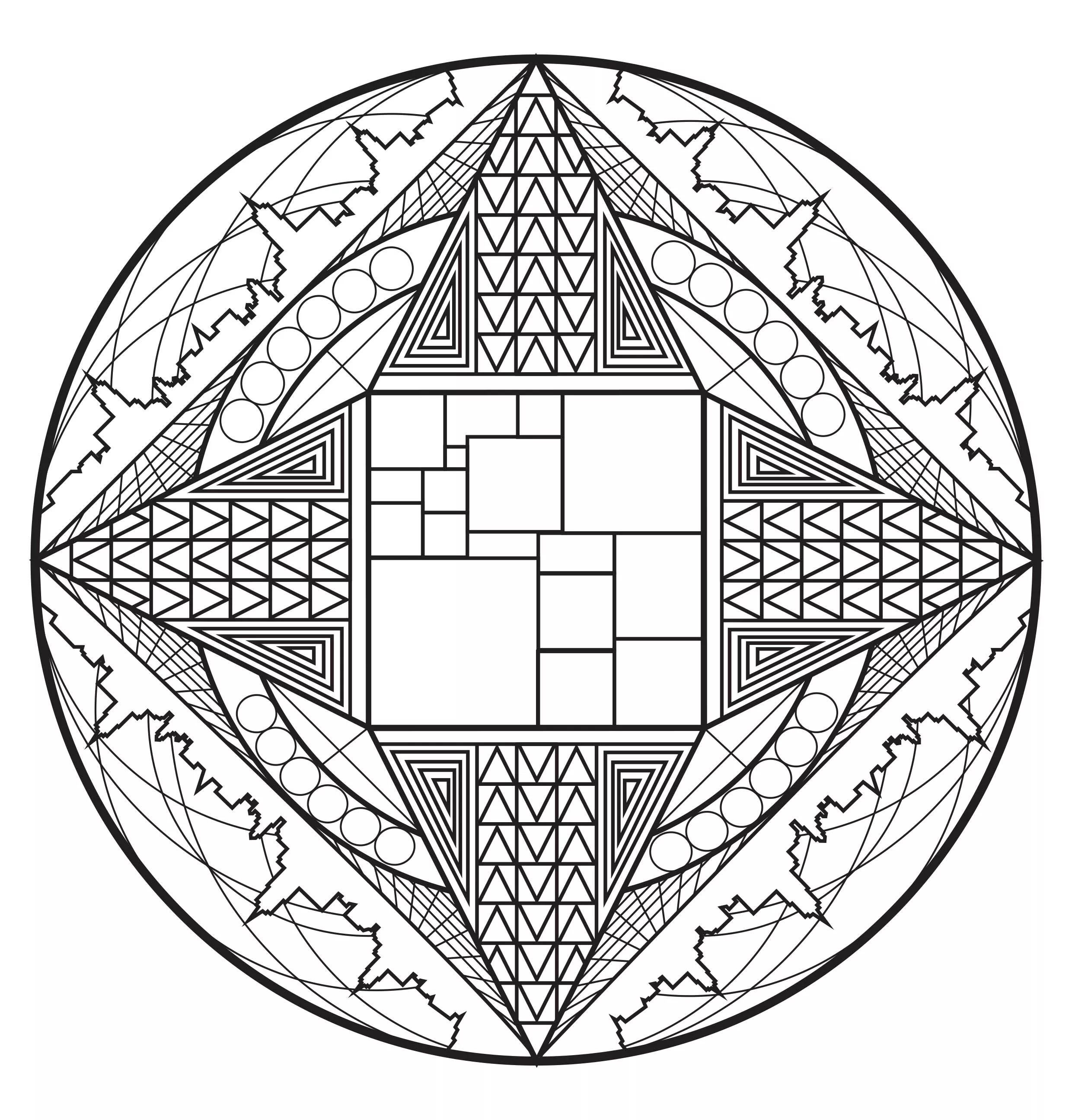 Mandala complexa e cidade (Mandalas de Nível de Dificuldade : Difícil)