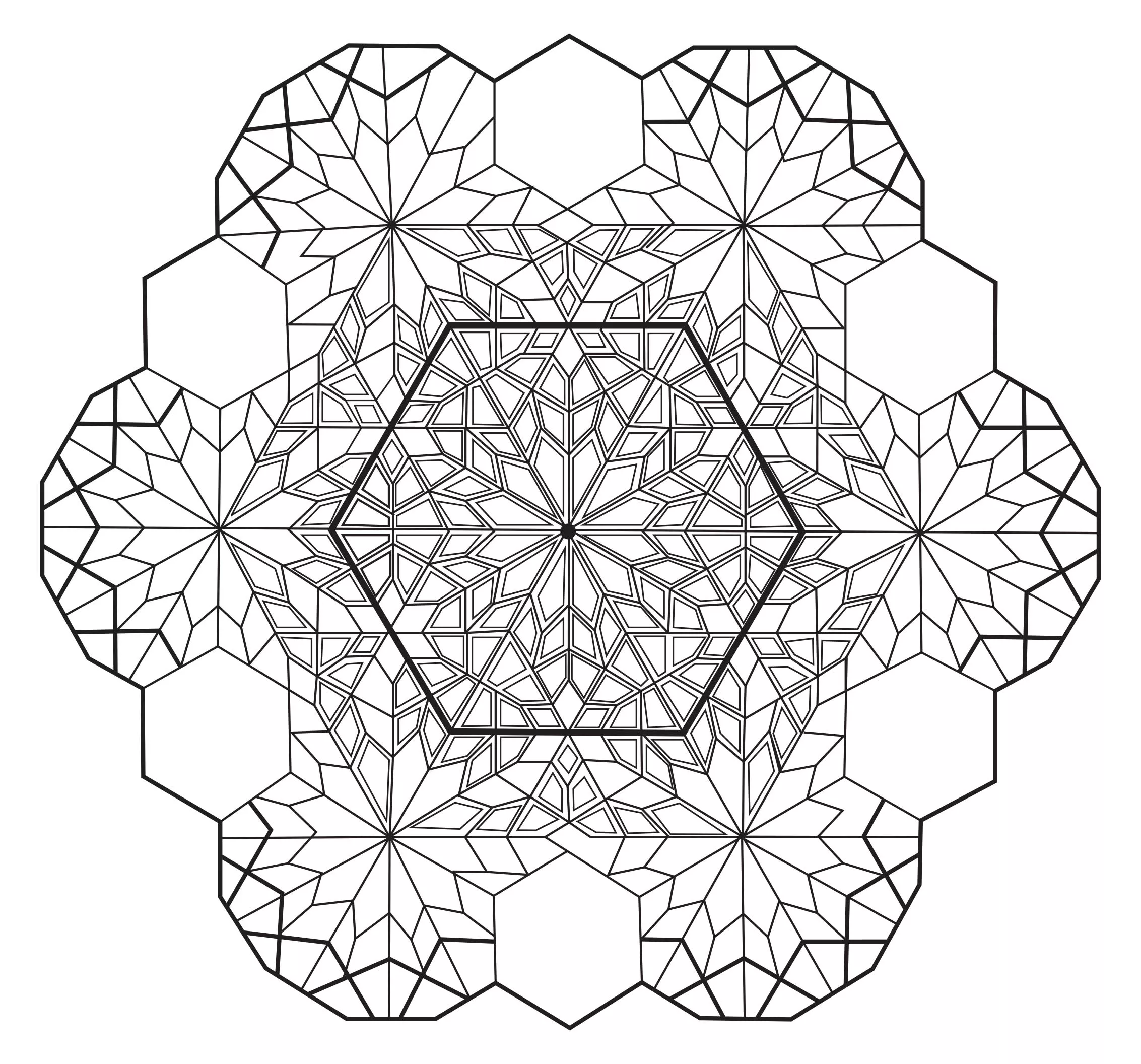 Mandala Hexagonal (Mandalas de Nível de Dificuldade : Difícil)
