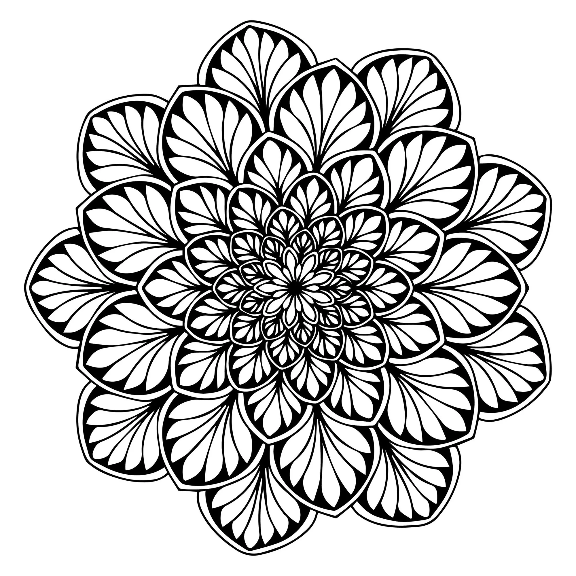 Mandala com folhas sobre fundo preto (Mandalas de Nível de Dificuldade : Difícil)