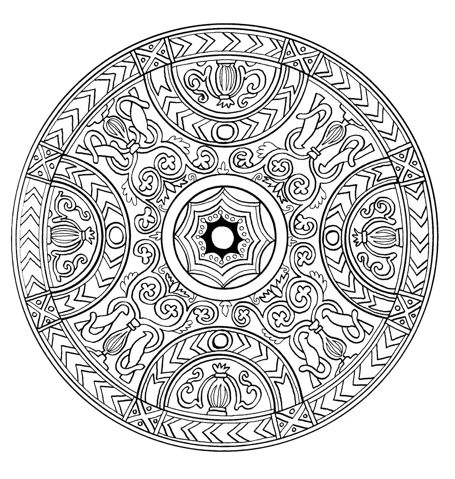 Mandala-a-colorier-difficile (20) (Mandalas de Nível de Dificuldade : Difícil)