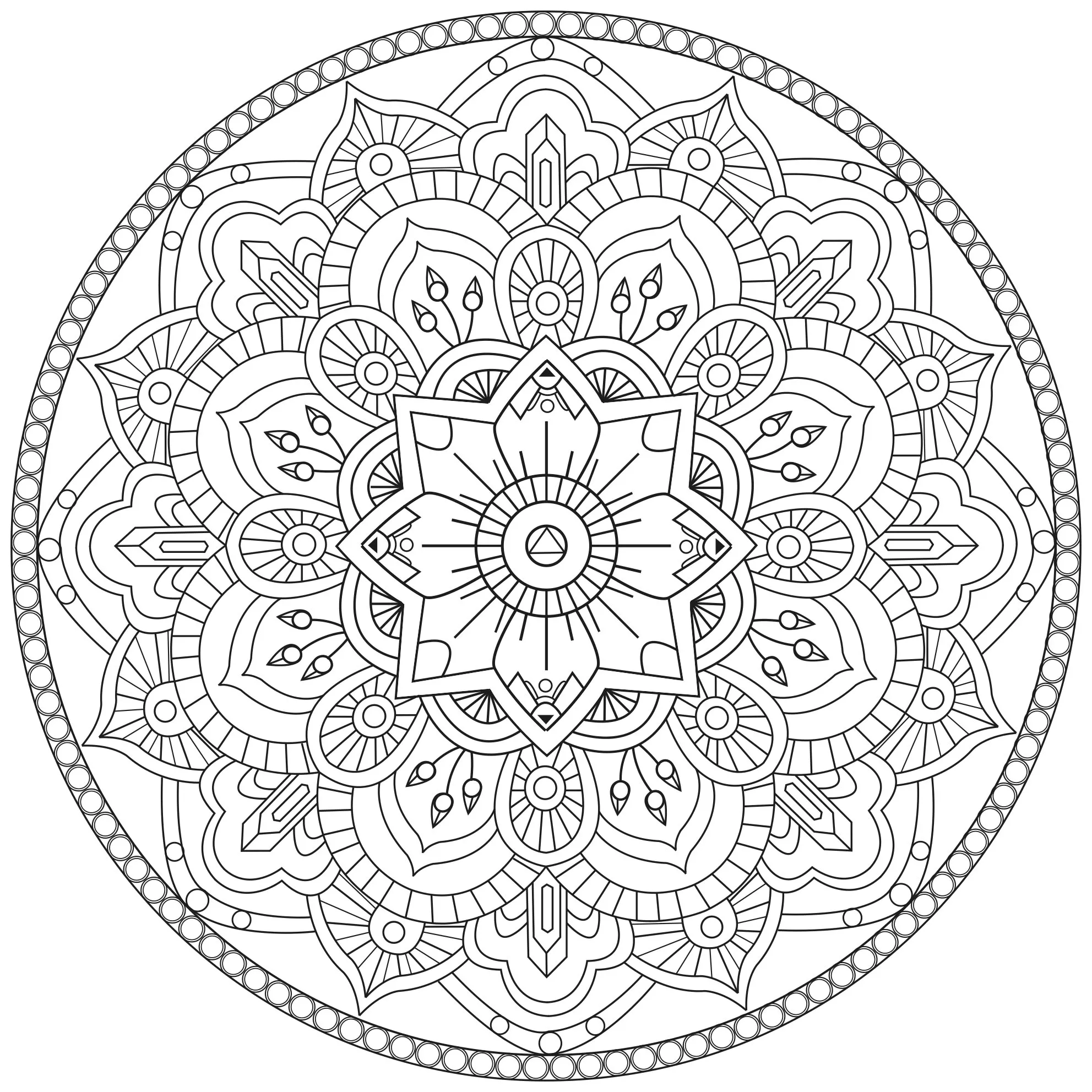 Mandala com linhas regulares (Mandalas de Nível de Dificuldade : Difícil)