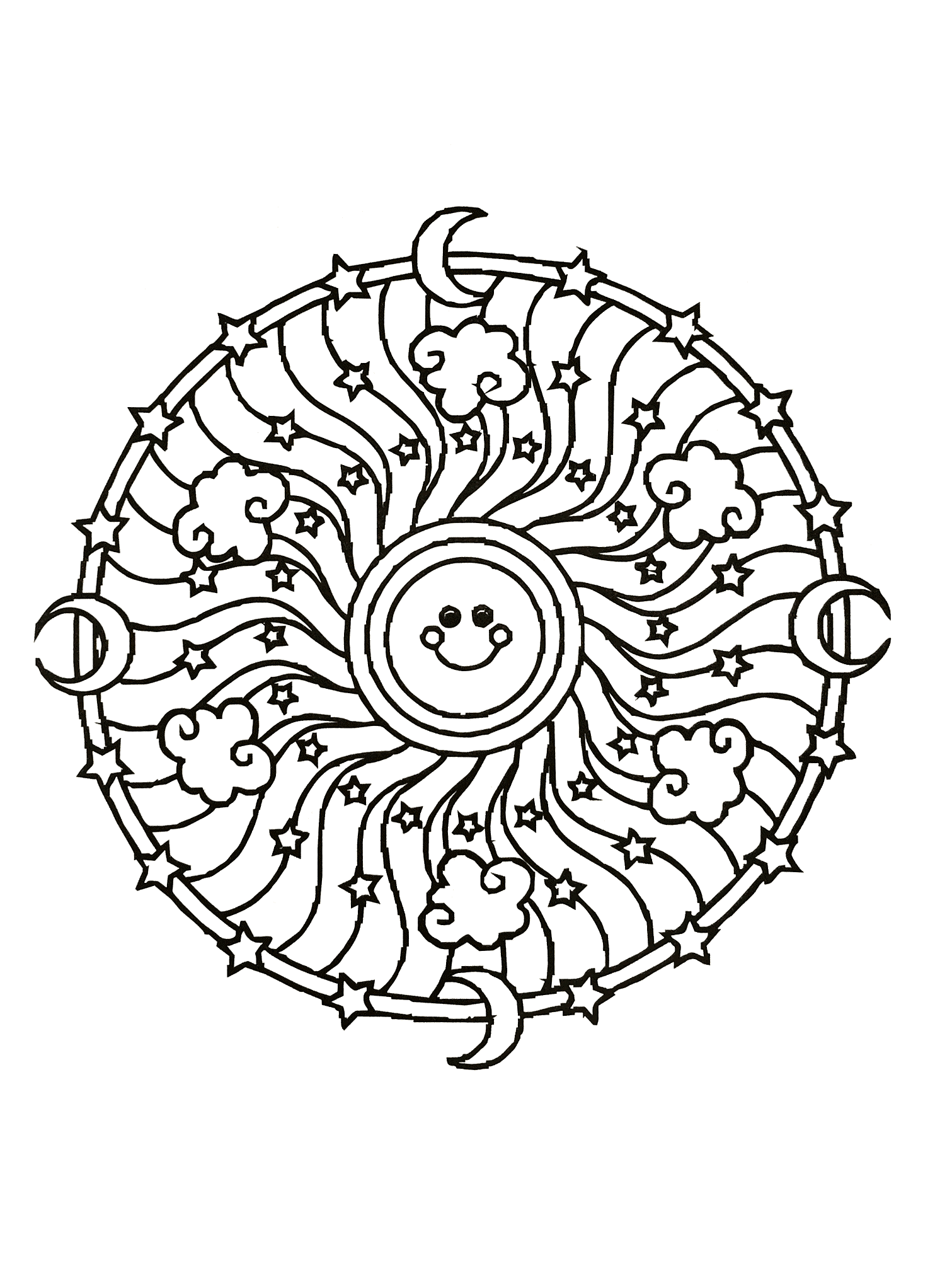 Mandala solar (Mandalas de Nível de Dificuldade : Difícil)