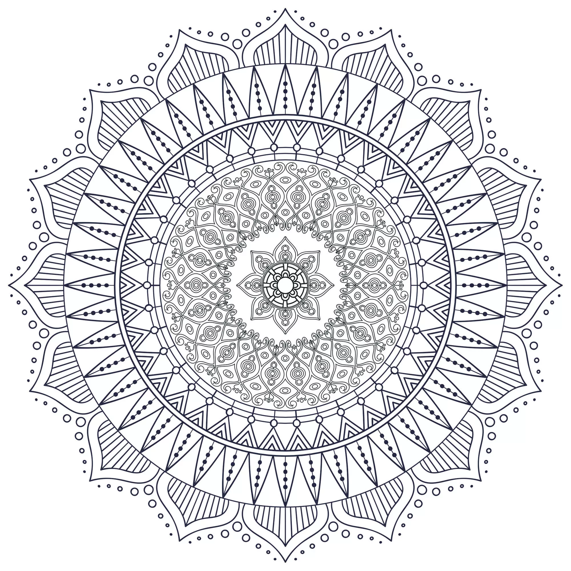 Mandala Complexe Anti-Stress - 7 (Mandalas de Nível de Dificuldade : Difícil)