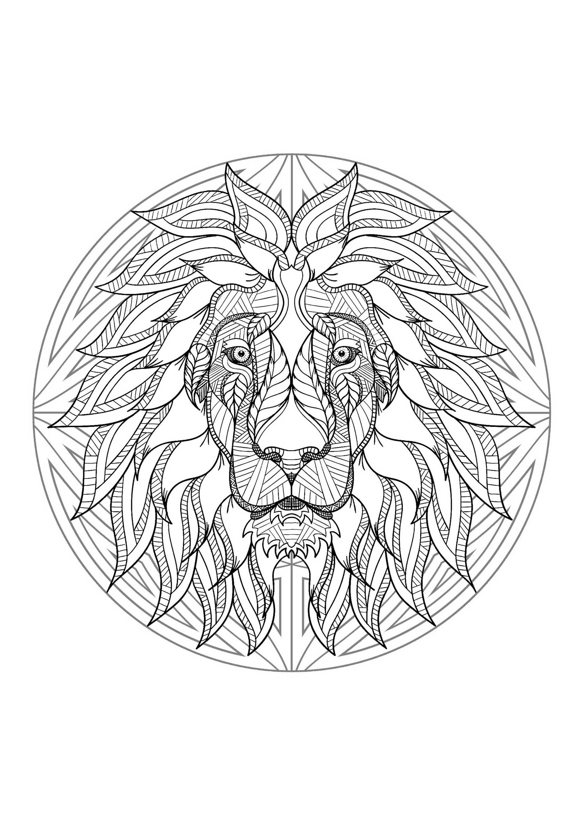 Mandala e cabeça de leão. Prepare os seus marcadores e lápis para colorir esta Mandala cheia de pequenos pormenores e áreas interligadas. Mandala e cabeça de leão. Prepare os seus marcadores e lápis para colorir esta Mandala cheia de pequenos pormenores e áreas interligadas.