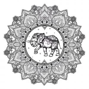 Mandala elefante estilo indiano