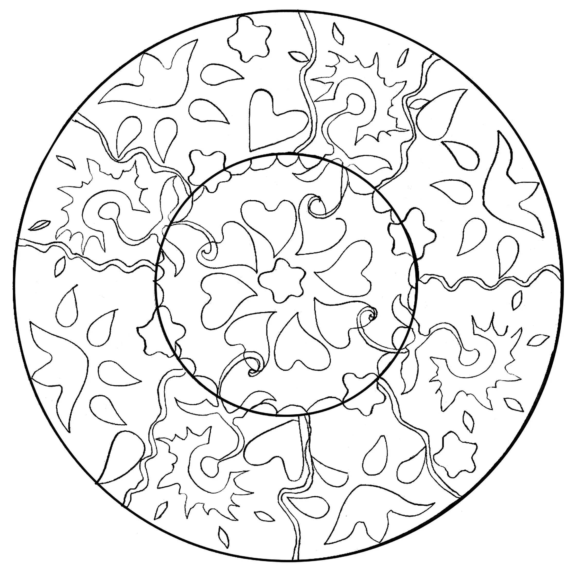 Mandala simples formas infantis (Mandalas de Nível de Dificuldade : Fácil (para crianças))